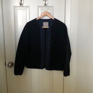 Navy Everlane Button Up Sweater